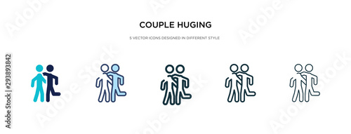 couple huging icon in different style vector illustration. two colored and black couple huging vector icons designed in filled, outline, line and stroke style can be used for web, mobile, ui