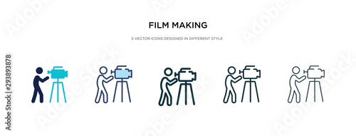film making icon in different style vector illustration. two colored and black film making vector icons designed in filled, outline, line and stroke style can be used for web, mobile, ui