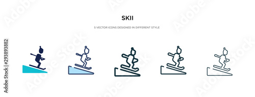 skii icon in different style vector illustration. two colored and black skii vector icons designed in filled  outline  line and stroke style can be used for web  mobile  ui