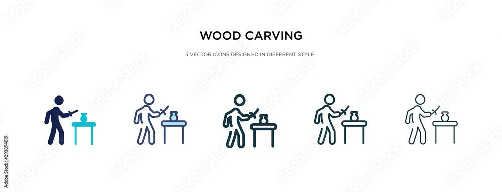 wood carving icon in different style vector illustration. two colored and black wood carving vector icons designed in filled, outline, line and stroke style can be used for web, mobile, ui wood carving icon in different style vector illustration. two colored and black wood carving vector icons designed in filled, outline, line and stroke style can be used for web, mobile, ui