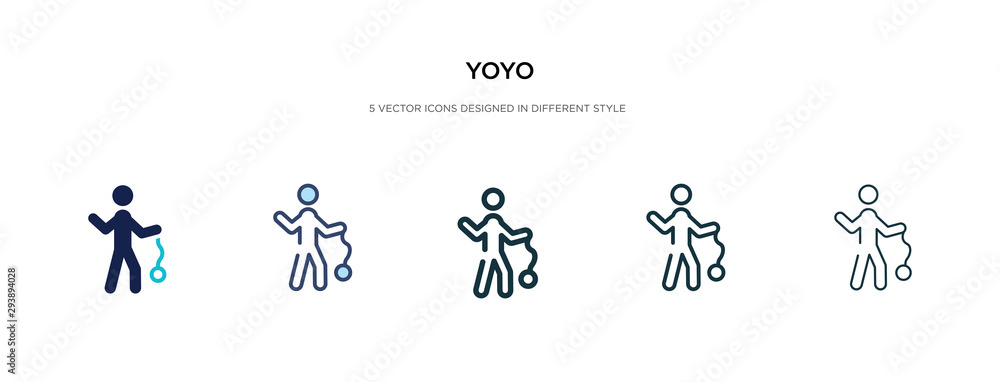 yoyo icon in different style vector illustration. two colored and black yoyo vector icons designed in filled, outline, line and stroke style can be used for web, mobile, ui