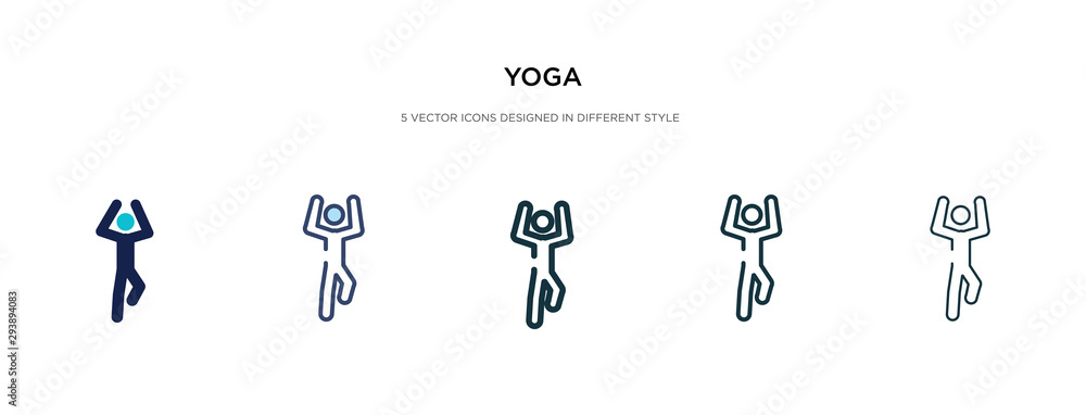 yoga icon in different style vector illustration. two colored and black yoga vector icons designed in filled, outline, line and stroke style can be used for web, mobile, ui yoga icon in different style vector illustration. two colored and black yoga vector icons designed in filled, outline, line and stroke style can be used for web, mobile, ui