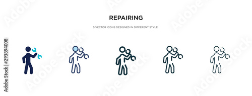 repairing icon in different style vector illustration. two colored and black repairing vector icons designed in filled, outline, line and stroke style can be used for web, mobile, ui © zaurrahimov