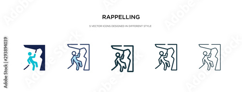 rappelling icon in different style vector illustration. two colored and black rappelling vector icons designed in filled, outline, line and stroke style can be used for web, mobile, ui