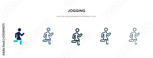 jogging icon in different style vector illustration. two colored and black jogging vector icons designed in filled, outline, line and stroke style can be used for web, mobile, ui