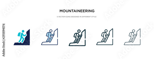 mountaineering icon in different style vector illustration. two colored and black mountaineering vector icons designed in filled, outline, line and stroke style can be used for web, mobile, ui