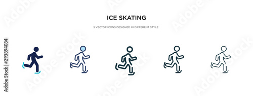 ice skating icon in different style vector illustration. two colored and black ice skating vector icons designed in filled, outline, line and stroke style can be used for web, mobile, ui