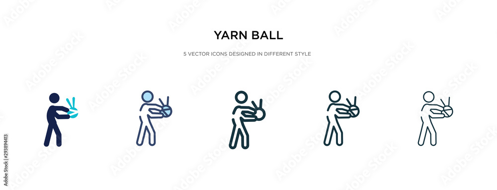yarn ball icon in different style vector illustration. two colored and black yarn ball vector icons designed in filled, outline, line and stroke style can be used for web, mobile, ui