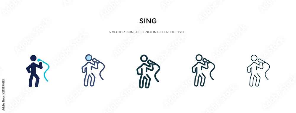 sing icon in different style vector illustration. two colored and black sing vector icons designed in filled, outline, line and stroke style can be used for web, mobile, ui