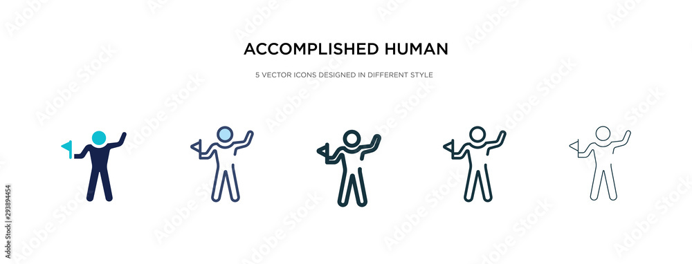 accomplished human icon in different style vector illustration. two colored and black accomplished human vector icons designed in filled, outline, line and stroke style can be used for web, mobile,