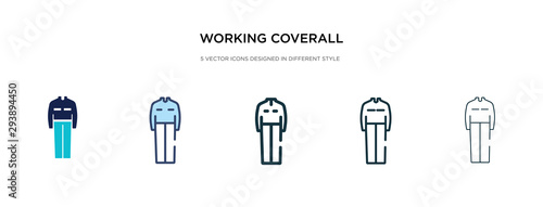 working coverall icon in different style vector illustration. two colored and black working coverall vector icons designed in filled, outline, line and stroke style can be used for web, mobile, ui