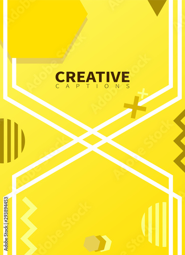 Yellow background banner with geometric, shape, and circle element for bussiness promotion, banner advertising, cover and banner website