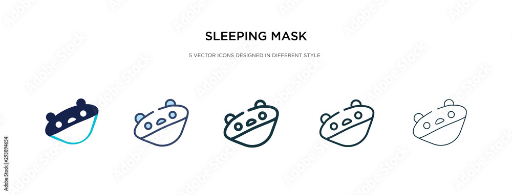 sleeping mask icon in different style vector illustration. two colored and black sleeping mask vector icons designed in filled, outline, line and stroke style can be used for web, mobile, ui