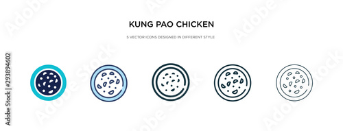 kung pao chicken icon in different style vector illustration. two colored and black kung pao chicken vector icons designed in filled, outline, line and stroke style can be used for web, mobile, ui