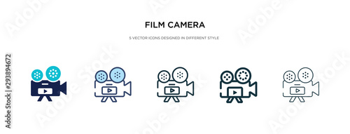 film camera icon in different style vector illustration. two colored and black film camera vector icons designed in filled, outline, line and stroke style can be used for web, mobile, ui