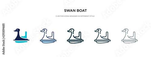 swan boat icon in different style vector illustration. two colored and black swan boat vector icons designed in filled, outline, line and stroke style can be used for web, mobile, ui photo