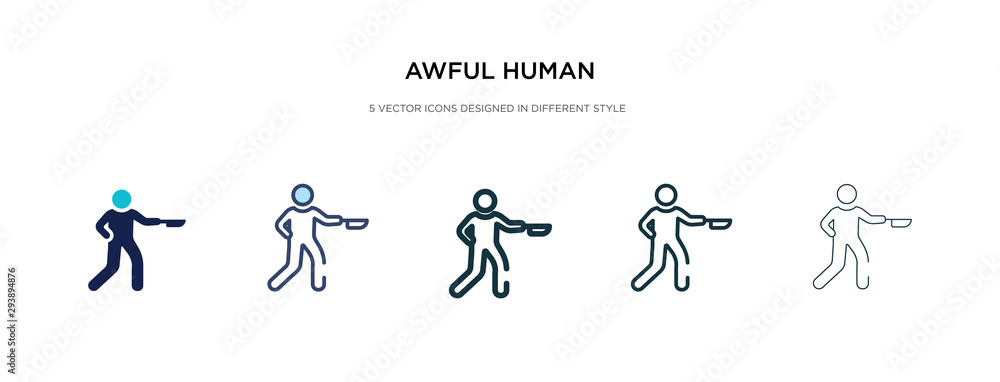 awful human icon in different style vector illustration. two colored and black awful human vector icons designed in filled, outline, line and stroke style can be used for web, mobile, ui