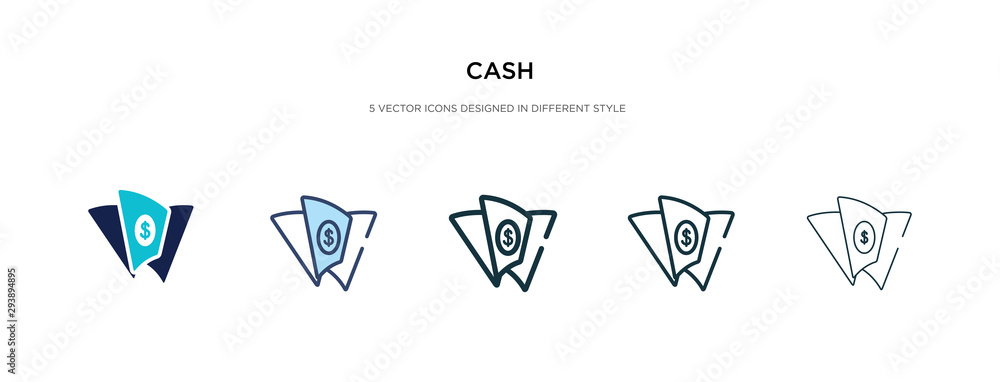 cash icon in different style vector illustration. two colored and black cash vector icons designed in filled, outline, line and stroke style can be used for web, mobile, ui cash icon in different style vector illustration. two colored and black cash vector icons designed in filled, outline, line and stroke style can be used for web, mobile, ui