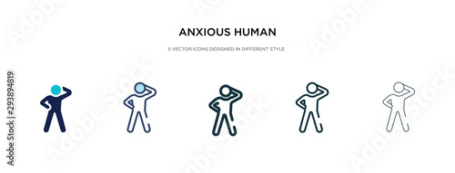 anxious human icon in different style vector illustration. two colored and black anxious human vector icons designed in filled, outline, line and stroke style can be used for web, mobile, ui
