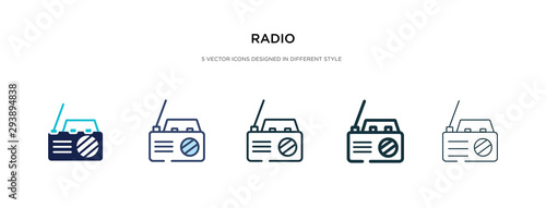 radio icon in different style vector illustration. two colored and black radio vector icons designed in filled, outline, line and stroke style can be used for web, mobile, ui photo