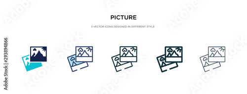 picture icon in different style vector illustration. two colored and black picture vector icons designed in filled, outline, line and stroke style can be used for web, mobile, ui photo
