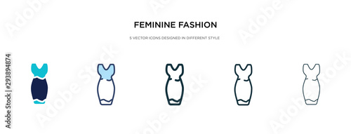 feminine fashion icon in different style vector illustration. two colored and black feminine fashion vector icons designed in filled  outline  line and stroke style can be used for web  mobile  ui