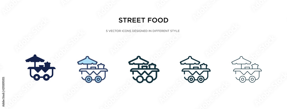 street food icon in different style vector illustration. two colored and black street food vector icons designed in filled, outline, line and stroke style can be used for web, mobile, ui street food icon in different style vector illustration. two colored and black street food vector icons designed in filled, outline, line and stroke style can be used for web, mobile, ui