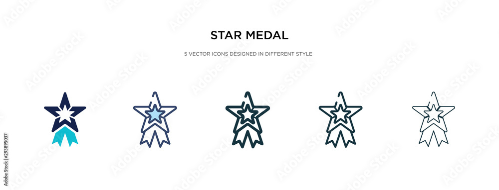 star medal icon in different style vector illustration. two colored and black star medal vector icons designed in filled, outline, line and stroke style can be used for web, mobile, ui star medal icon in different style vector illustration. two colored and black star medal vector icons designed in filled, outline, line and stroke style can be used for web, mobile, ui