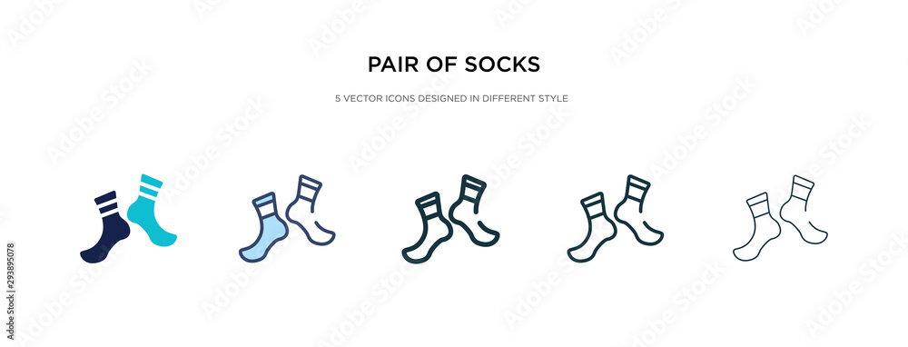 pair of socks icon in different style vector illustration. two colored and black pair of socks vector icons designed in filled, outline, line and stroke style can be used for web, mobile, ui