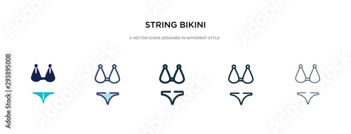 string bikini icon in different style vector illustration. two colored and black string bikini vector icons designed in filled, outline, line and stroke style can be used for web, mobile, ui