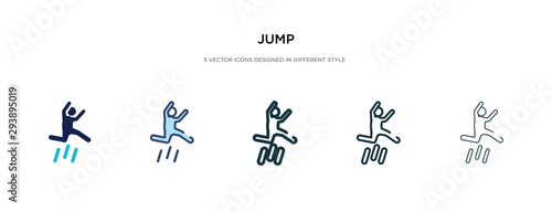 jump icon in different style vector illustration. two colored and black jump vector icons designed in filled  outline  line and stroke style can be used for web  mobile  ui