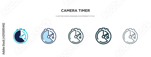 camera timer icon in different style vector illustration. two colored and black camera timer vector icons designed in filled, outline, line and stroke style can be used for web, mobile, ui