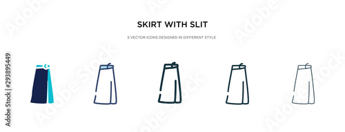 skirt with slit and belt icon in different style vector illustration. two colored and black skirt with slit and belt vector icons designed in filled  outline  line stroke style can be used for web 