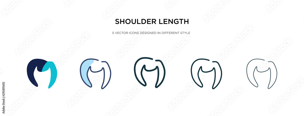 shoulder length icon in different style vector illustration. two colored and black shoulder length vector icons designed in filled, outline, line and stroke style can be used for web, mobile, ui shoulder length icon in different style vector illustration. two colored and black shoulder length vector icons designed in filled, outline, line and stroke style can be used for web, mobile, ui