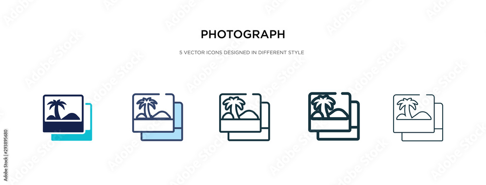 photograph icon in different style vector illustration. two colored and black photograph vector icons designed in filled, outline, line and stroke style can be used for web, mobile, ui photograph icon in different style vector illustration. two colored and black photograph vector icons designed in filled, outline, line and stroke style can be used for web, mobile, ui