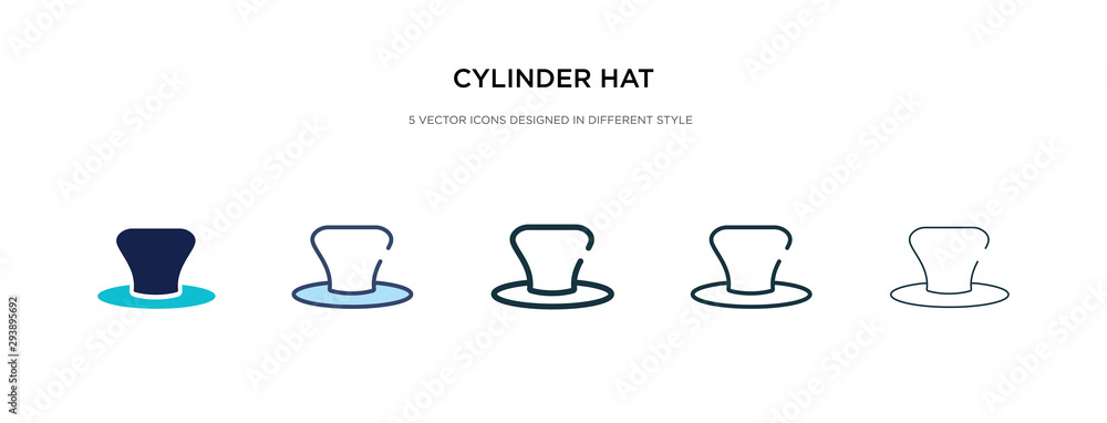 cylinder hat icon in different style vector illustration. two colored and black cylinder hat vector icons designed in filled, outline, line and stroke style can be used for web, mobile, ui