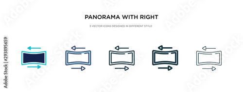 panorama with right arrow icon in different style vector illustration. two colored and black panorama with right arrow vector icons designed in filled, outline, line and stroke style can be used for