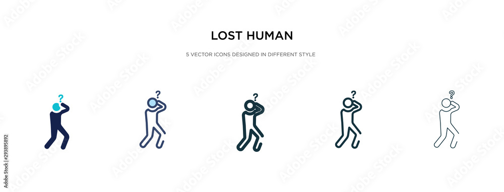 lost human icon in different style vector illustration. two colored and black lost human vector icons designed in filled, outline, line and stroke style can be used for web, mobile, ui lost human icon in different style vector illustration. two colored and black lost human vector icons designed in filled, outline, line and stroke style can be used for web, mobile, ui
