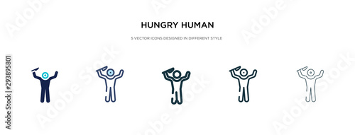 hungry human icon in different style vector illustration. two colored and black hungry human vector icons designed in filled, outline, line and stroke style can be used for web, mobile, ui
