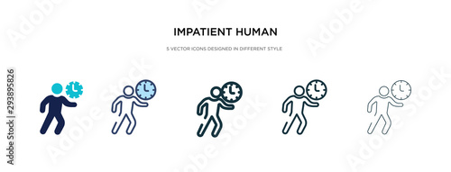 impatient human icon in different style vector illustration. two colored and black impatient human vector icons designed in filled, outline, line and stroke style can be used for web, mobile, ui