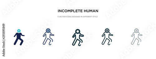 incomplete human icon in different style vector illustration. two colored and black incomplete human vector icons designed in filled, outline, line and stroke style can be used for web, mobile, ui