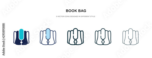 book bag icon in different style vector illustration. two colored and black book bag vector icons designed in filled  outline  line and stroke style can be used for web  mobile  ui