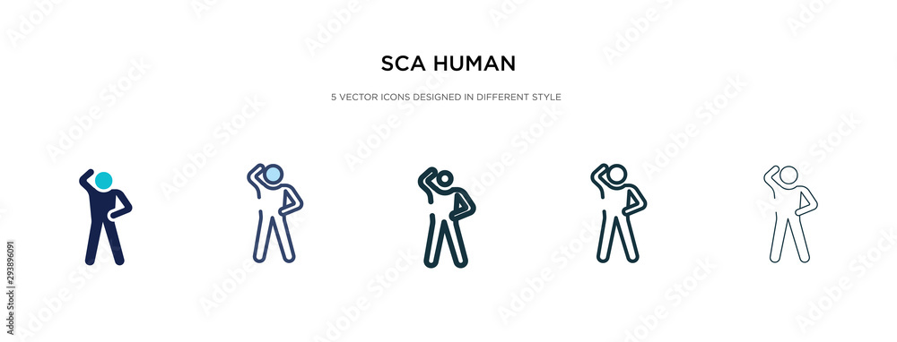 sca human icon in different style vector illustration. two colored and black sca human vector icons designed in filled, outline, line and stroke style can be used for web, mobile, ui sca human icon in different style vector illustration. two colored and black sca human vector icons designed in filled, outline, line and stroke style can be used for web, mobile, ui