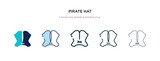 pirate hat icon in different style vector illustration. two colored and black pirate hat vector icons designed in filled, outline, line and stroke style can be used for web, mobile, ui