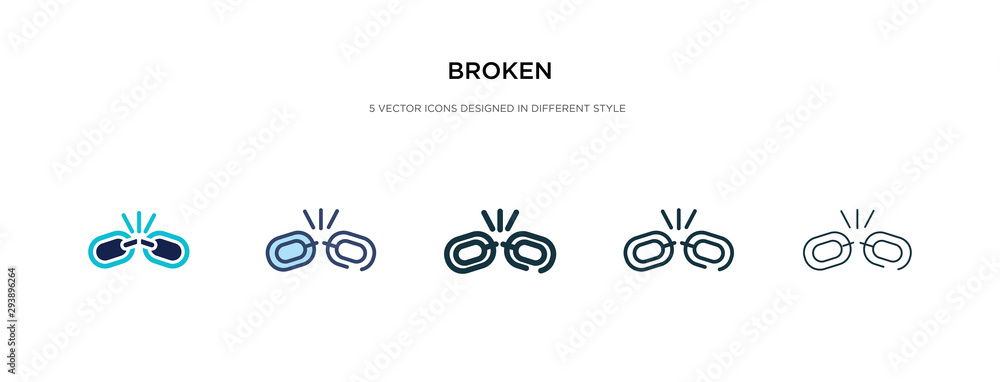 broken icon in different style vector illustration. two colored and black broken vector icons designed in filled, outline, line and stroke style can be used for web, mobile, ui