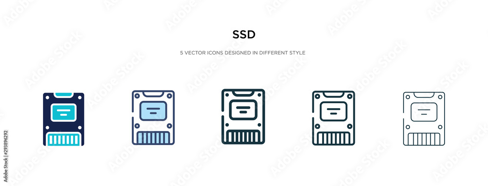 ssd icon in different style vector illustration. two colored and black ssd vector icons designed in filled, outline, line and stroke style can be used for web, mobile, ui