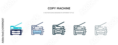 copy machine icon in different style vector illustration. two colored and black copy machine vector icons designed in filled, outline, line and stroke style can be used for web, mobile, ui