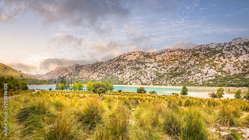 Embassament de Cuber, turquoise colour lake, Sunset, Mallorca, Spain