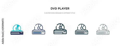 dvd player icon in different style vector illustration. two colored and black dvd player vector icons designed in filled, outline, line and stroke style can be used for web, mobile, ui