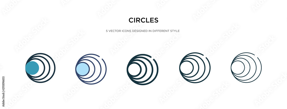 circles icon in different style vector illustration. two colored and black circles vector icons designed in filled, outline, line and stroke style can be used for web, mobile, ui